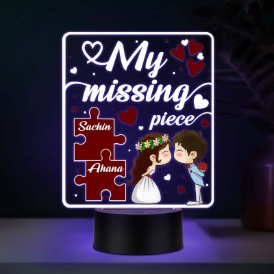 Personalized Couples UV Print Multicolor 3D LED Night Light My Missing Piece Romantic Lamp